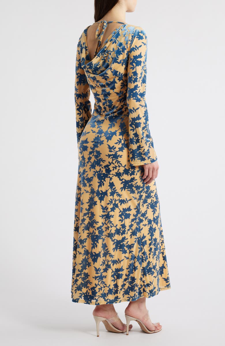 Rare London Burnout Long Sleeve Maxi Dress, Alternate, color, Blue/ Nude Burnout