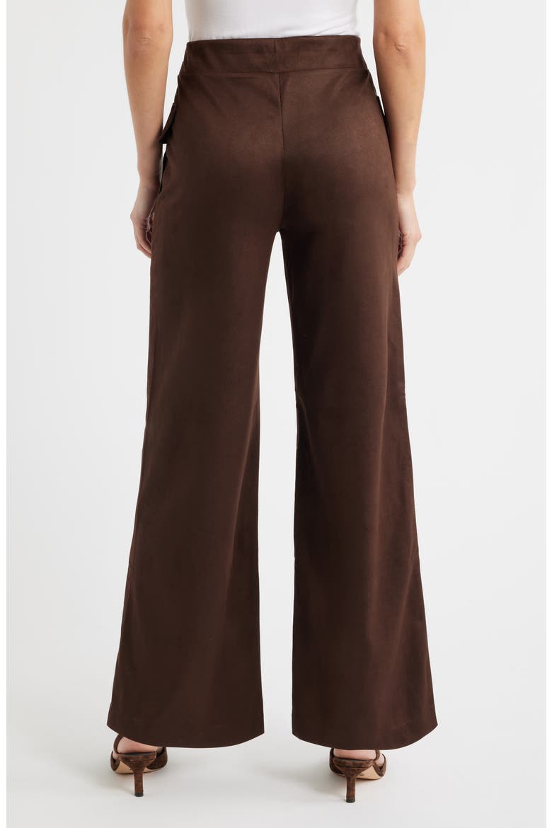 Faux Suede Wide Leg Pants, Alternate, color, COFFEE BEAN