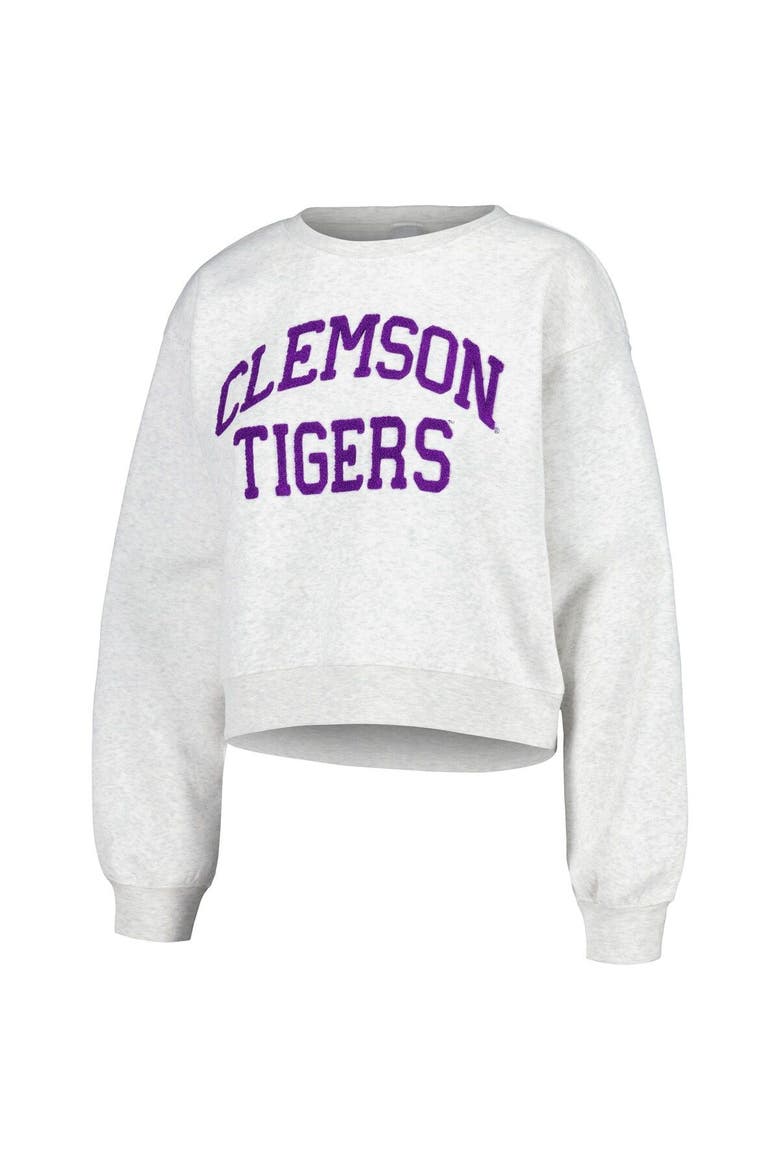 Women's ZooZatz Oatmeal Clemson Tigers Core Chenille Cropped Pullover Sweatshirt, Alternate, color, Oatmeal