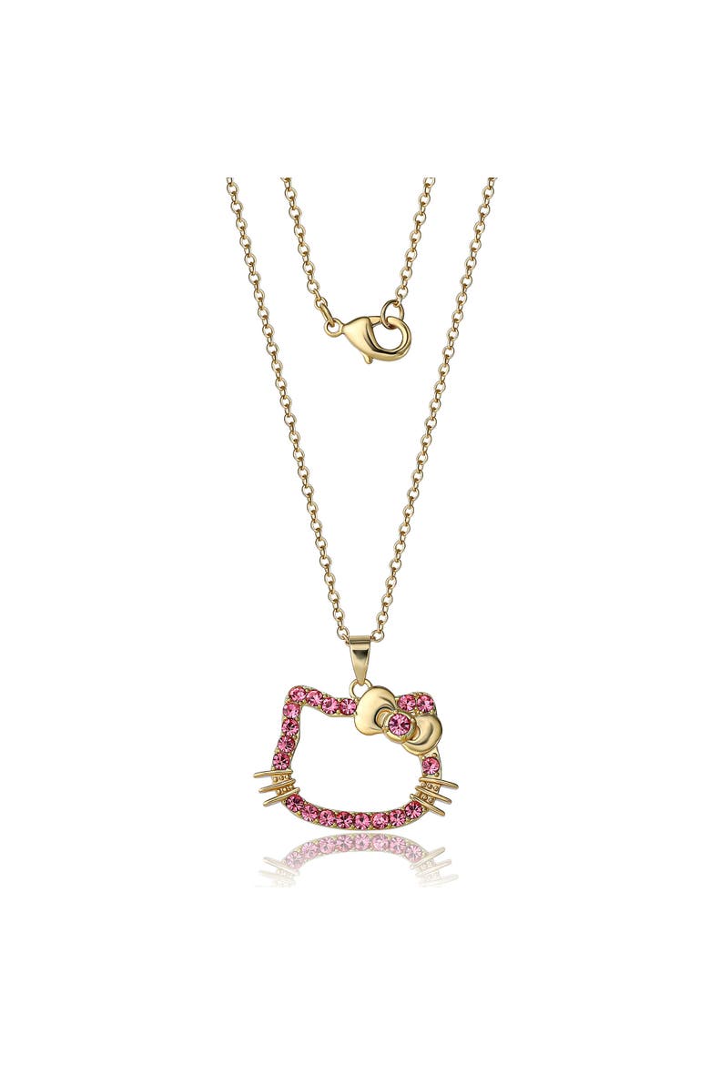 Pink Outline Crystal Pendant, Alternate, color, Gold, Pink