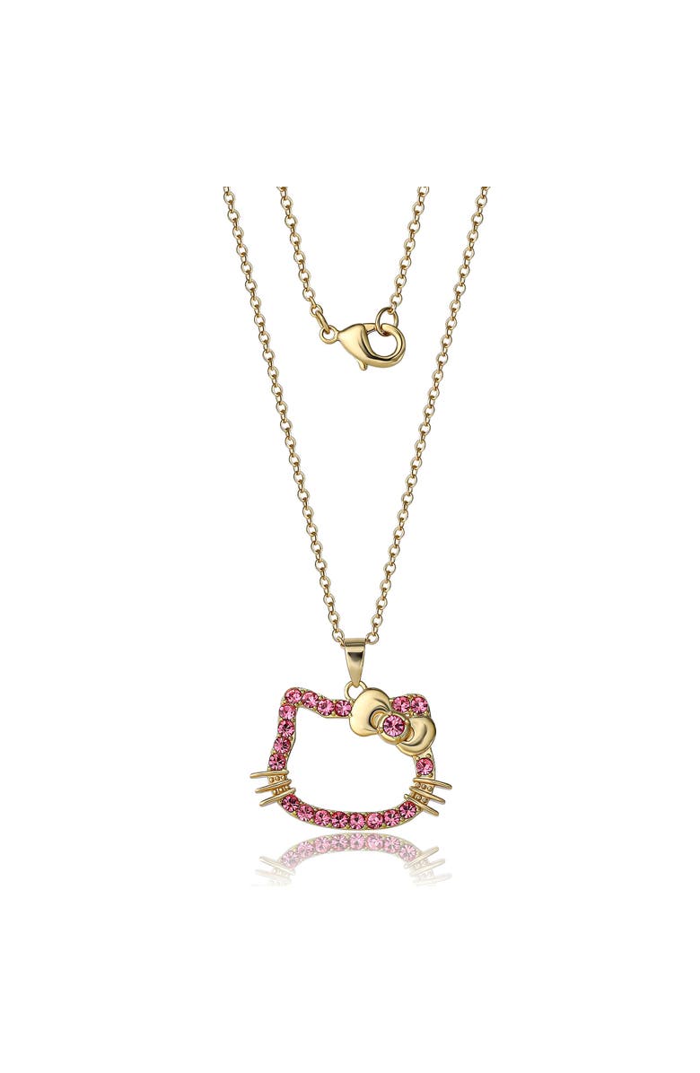 Hello Kitty Pink Outline Crystal Pendant, Alternate, color, Gold, Pink