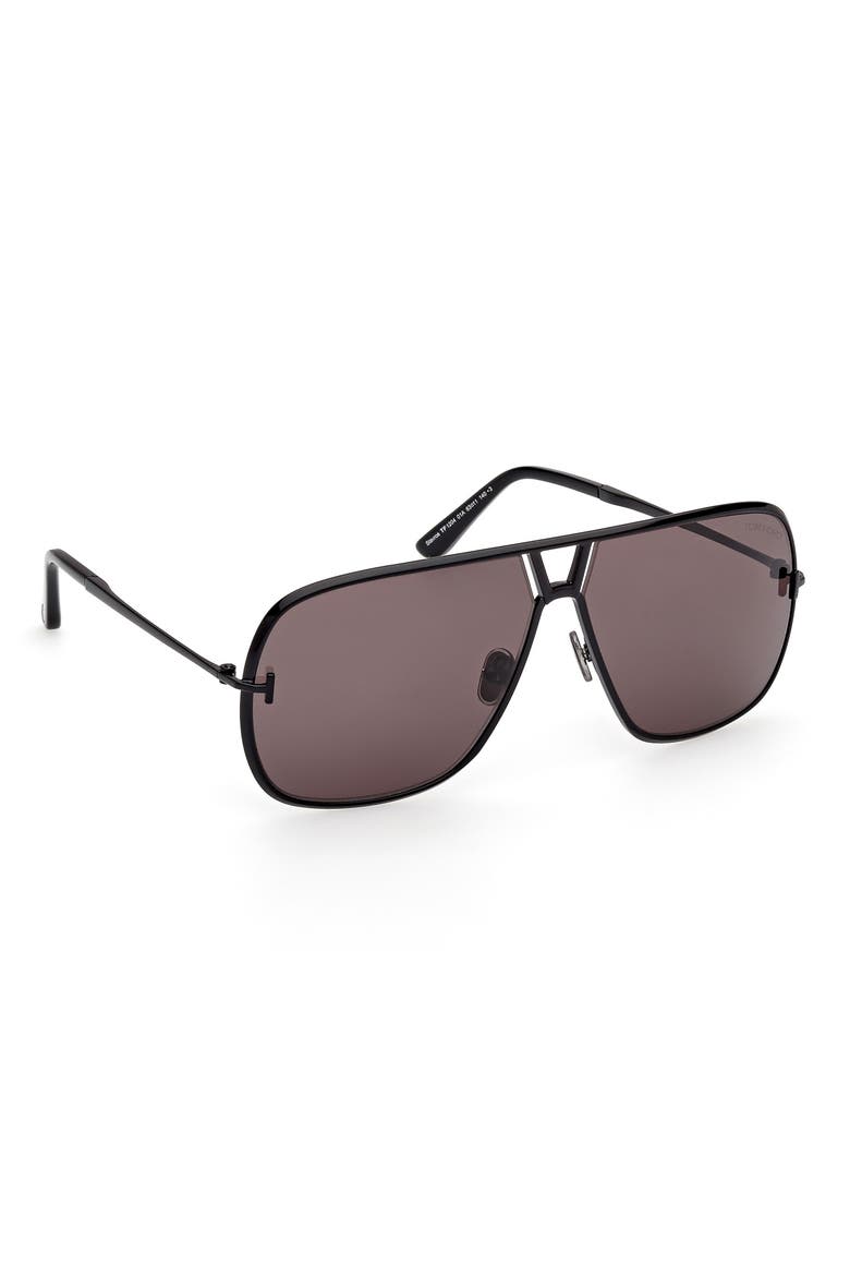 Stavros 63mm Oversize Navigator Sunglasses, Alternate, color, SHINY BLACK / SMOKE LENSES