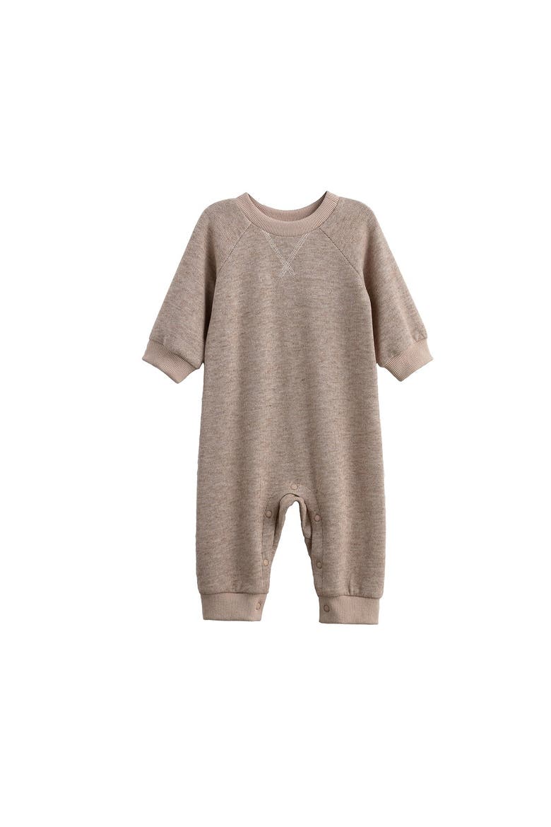 Levi Long Sleeve Ribbed Knit Straight Leg Romper, Main, color, Brown