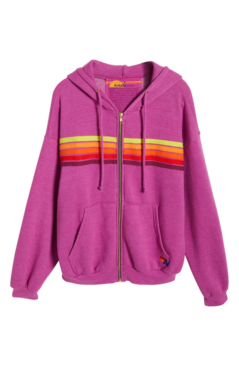 Aviator Nation 5-Stripe Zip Hoodie, Alternate, color, Magenta/Orange Yellow