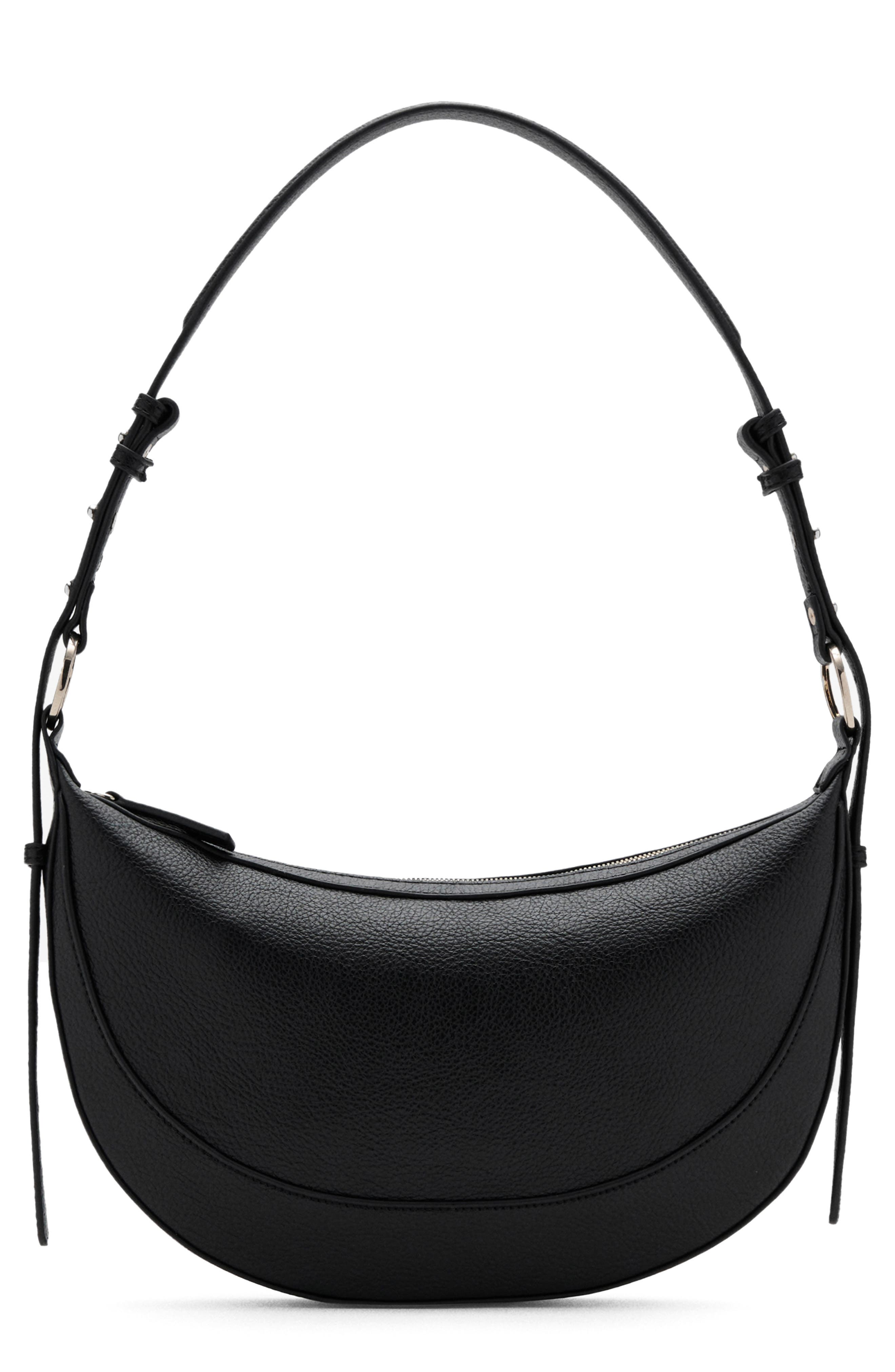 MANGO Oval Faux Leather Shoulder Bag, Main, color, 
