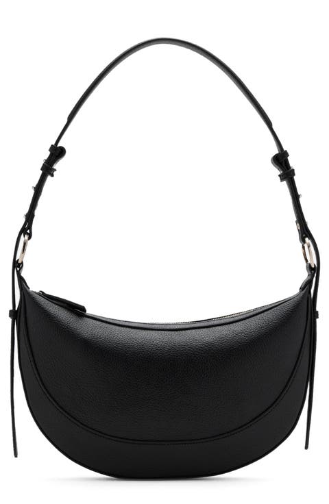 Oval Faux Leather Shoulder Bag