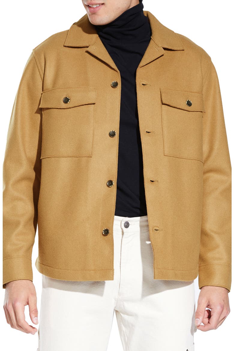 Relaxed Felted Double Knit Overshirt, Main, color, CAMEL