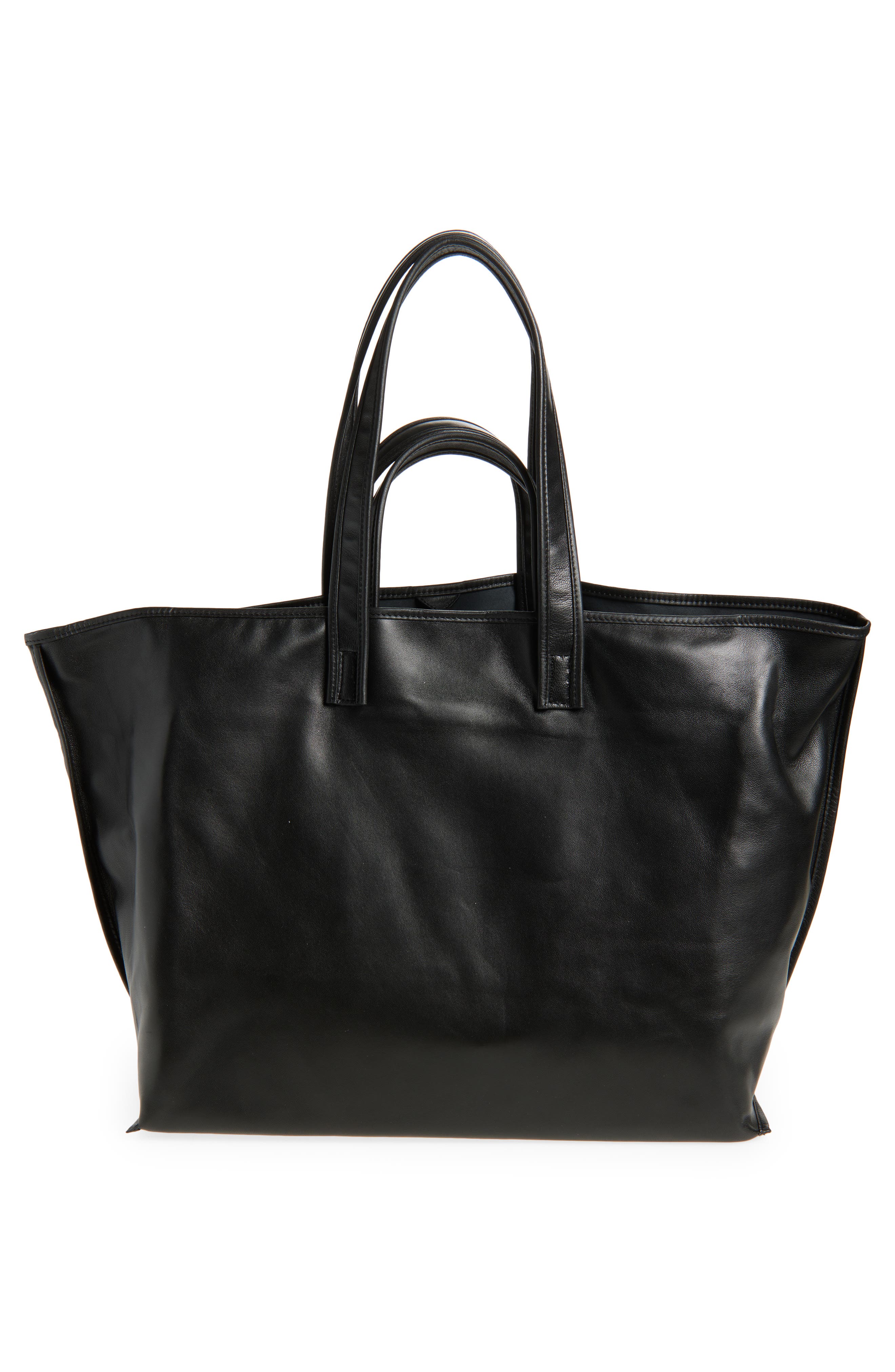KASSL Leather Tote, Alternate, color, Black/ Oil Black