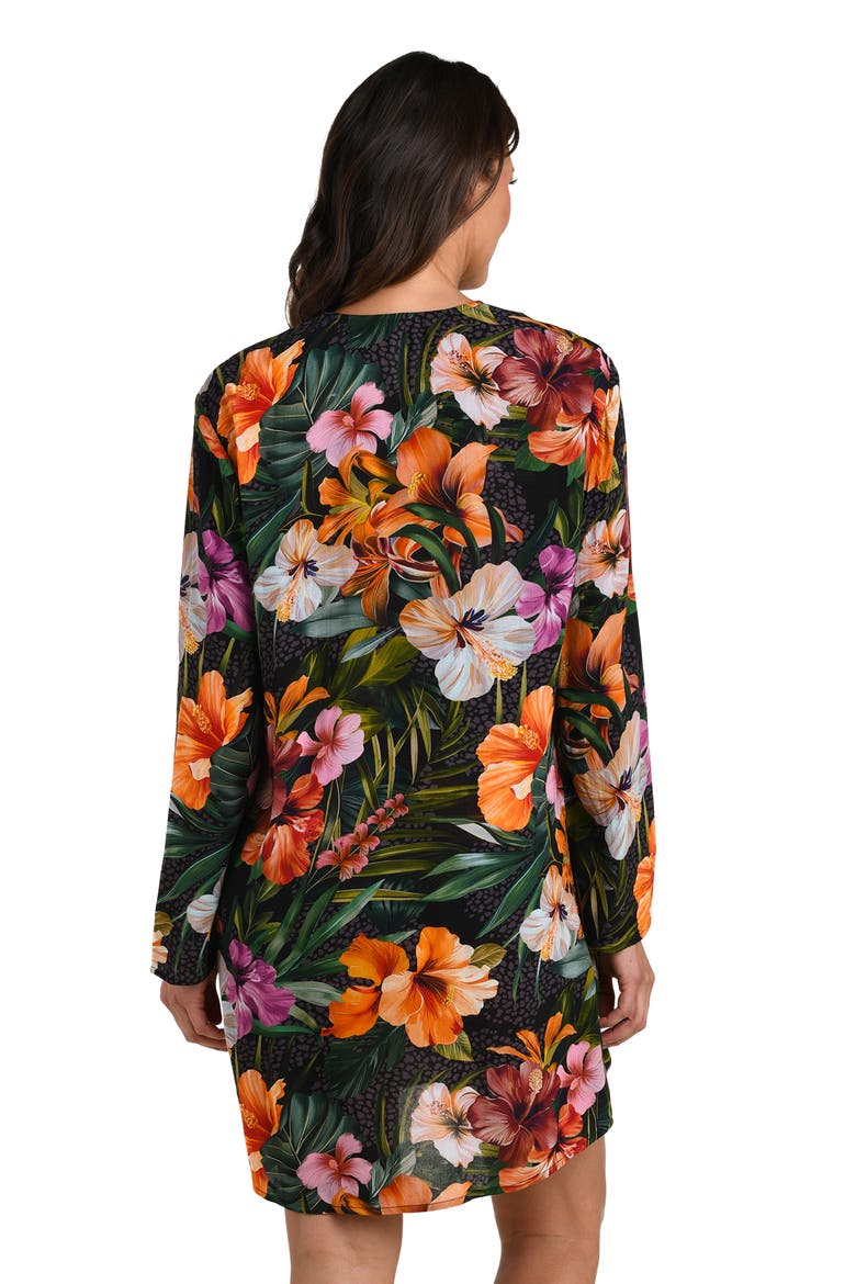 Tropical Hideaway Lace-Up Cover-Up Tunic, Alternate, color, BROWN MULTI