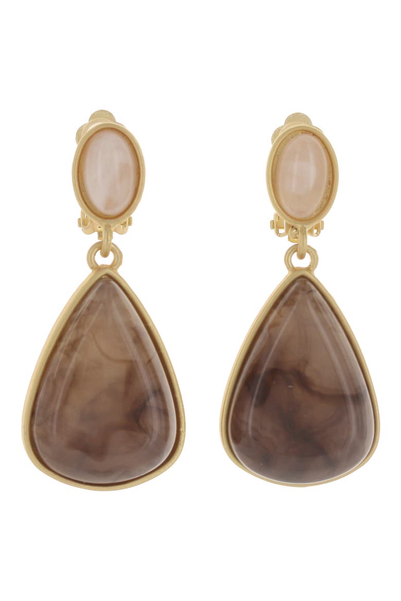 Smokey Dew Clip-On Earrings, Main, color, GOLD / BROWN