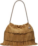 Tory Burch Fleming Suede Fringe Hobo Bag