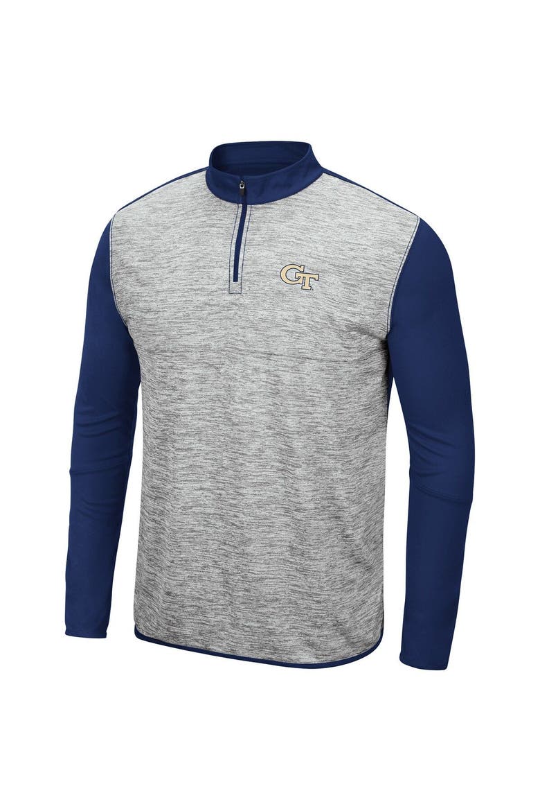 Men's Colosseum Gray/Navy Georgia Tech Yellow Jackets Prospect Space-Dye Quarter-Zip Jacket, Alternate, color, Gray