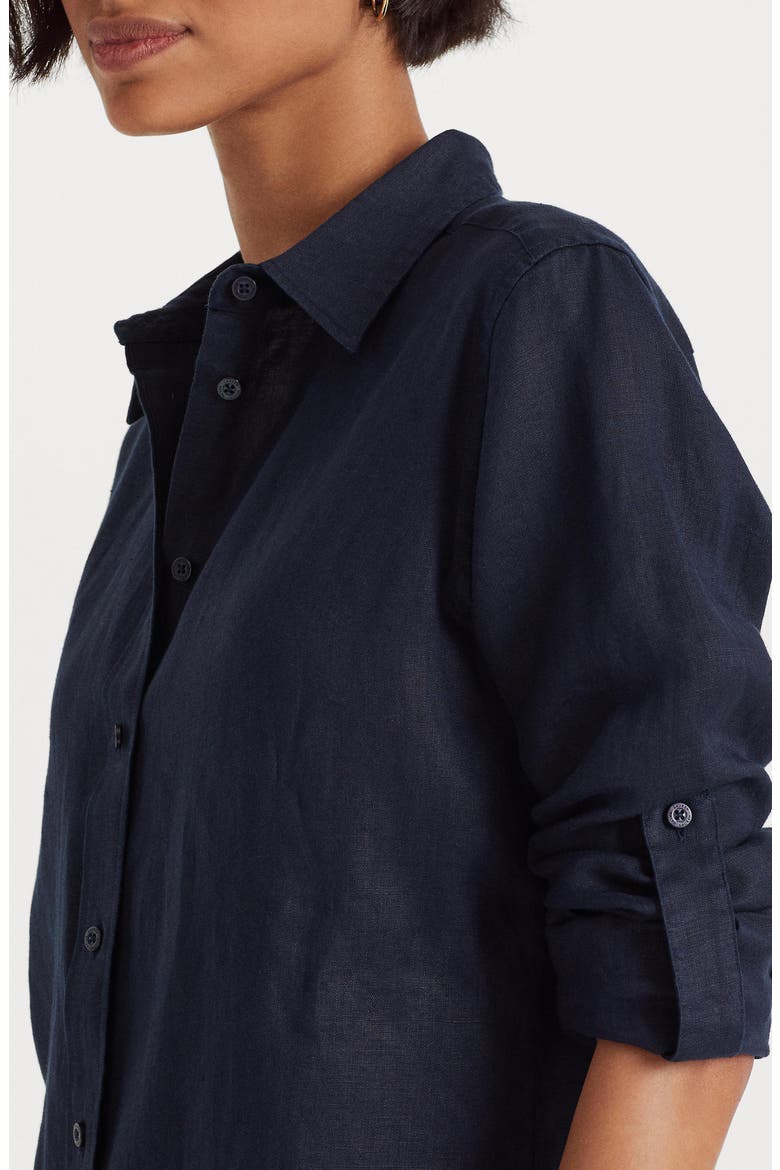Relaxed Fit Linen Button-Up Shirt, Alternate, color, LAUREN NAVY