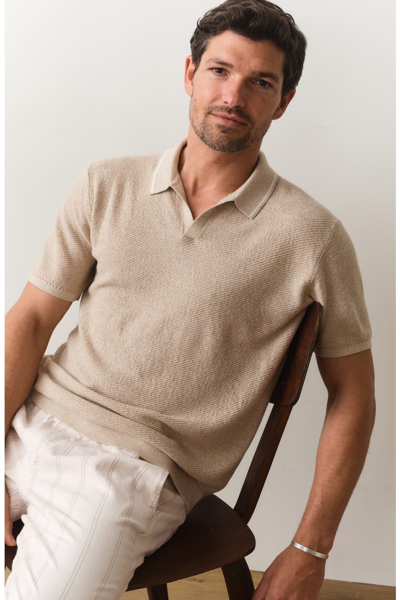 Greyson Short Sleeve Polo Sweater, Alternate, color, TAUPE