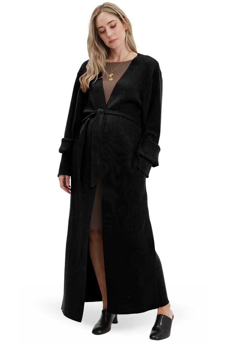 Emaline Full Length Maternity Cardigan, Alternate, color, Black