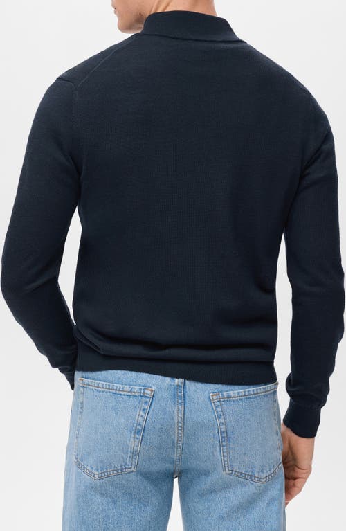 Mango Perkins Wool Quarter Zip Sweater In Blue