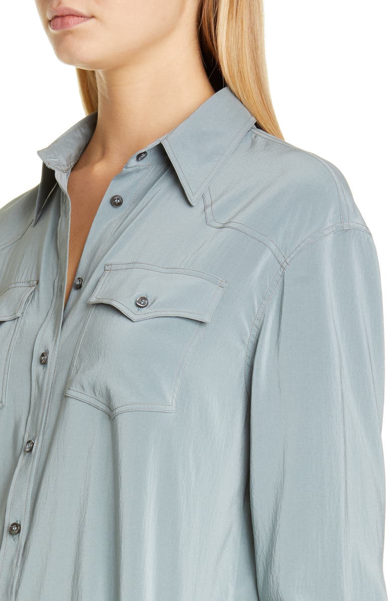 Brunello Cucinelli Longline Silk Shirt, Alternate, color,