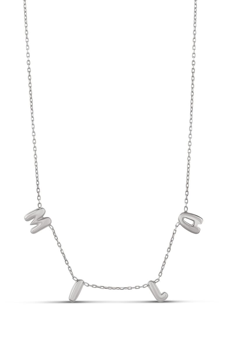 Mini Helium Initial Charm Necklace, Main, color, SILVER