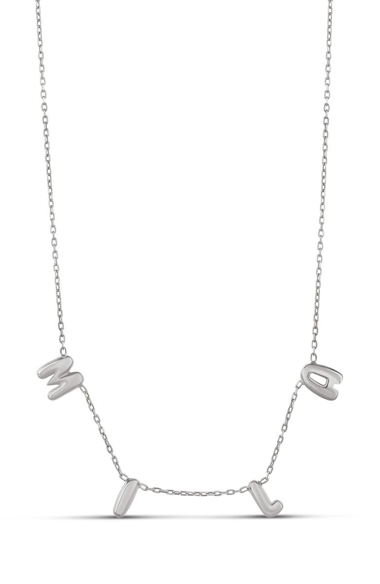 SHYMI Mini Helium Initial Charm Necklace, Main, color, Silver