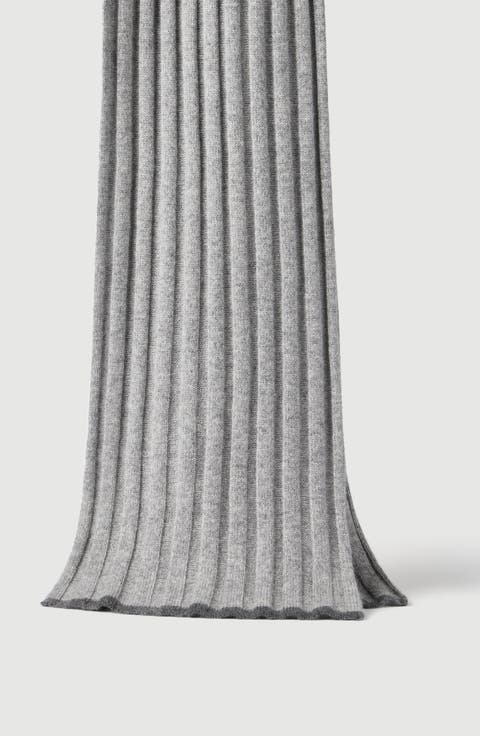 Cashmere rib knit scarf