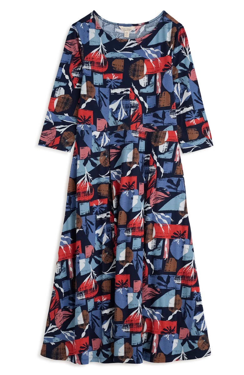 Seasalt Cornwall Wild Bouquet Stretch Organic Cotton Midi Dress, Alternate, color, Marine Forms Mussel