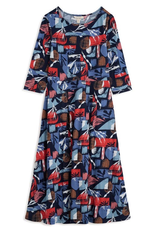 Seasalt Cornwall Wild Bouquet Stretch Organic Cotton Midi Dress In Marine Forms Mussel