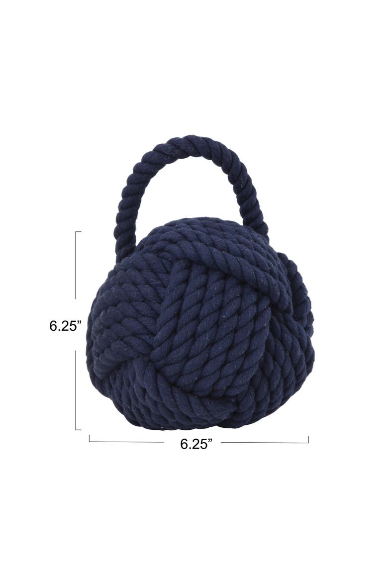 Nautical Rope Knot Decorative Cotton Door Stop, Navy Blue, Alternate, color, Blue