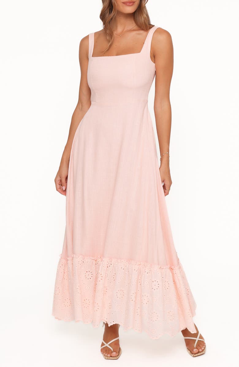 Petal & Pup Jenner Eyelet Sleeveless Maxi Dress, Main, color, Petal Pink