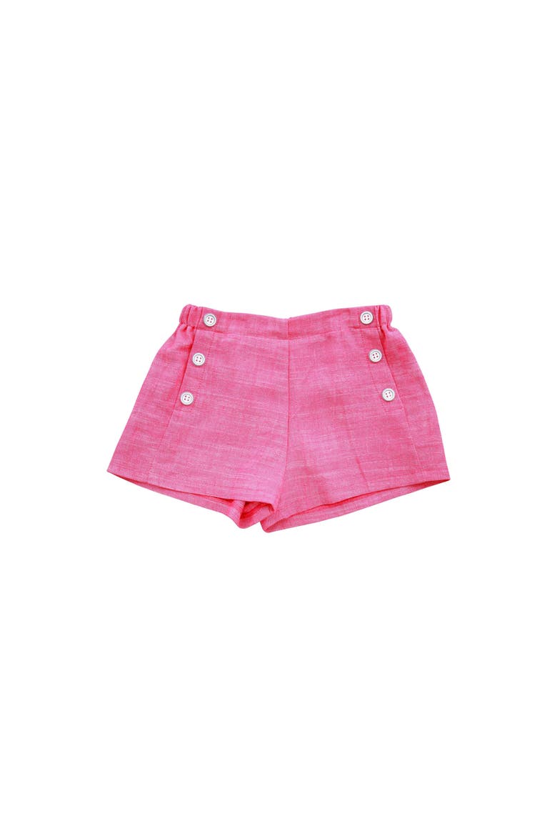Sailor Button Shorts, Main, color, Pink Chambray