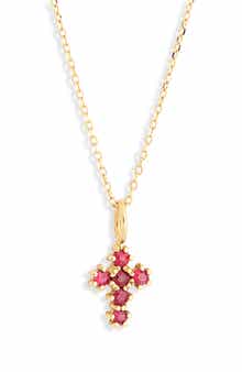 Bony Levy El Mar Ruby Cross Pendant Necklace