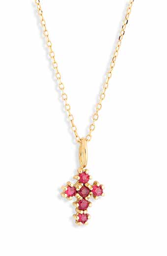 Bony Levy El Mar Ruby Cross Pendant Necklace