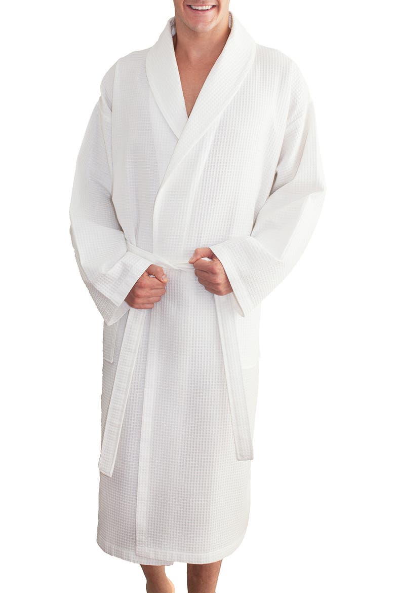 Waffle Weave Bathrobe, Alternate, color, WHITE