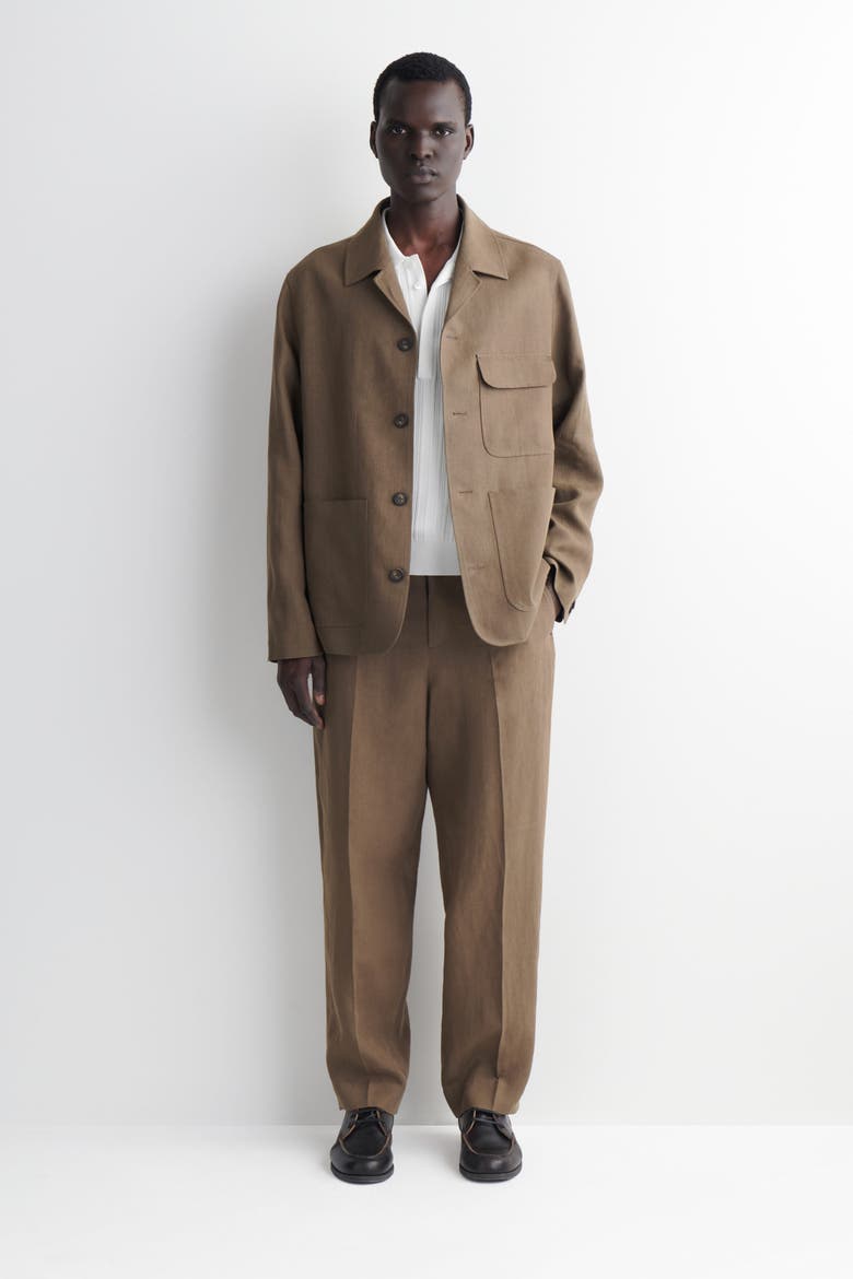 Unstructured Linen Blazer, Alternate, color, DARK KHAKI