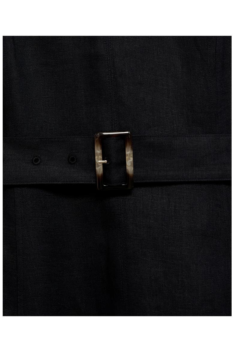 Belted Linen Dress, Alternate, color, BLACK