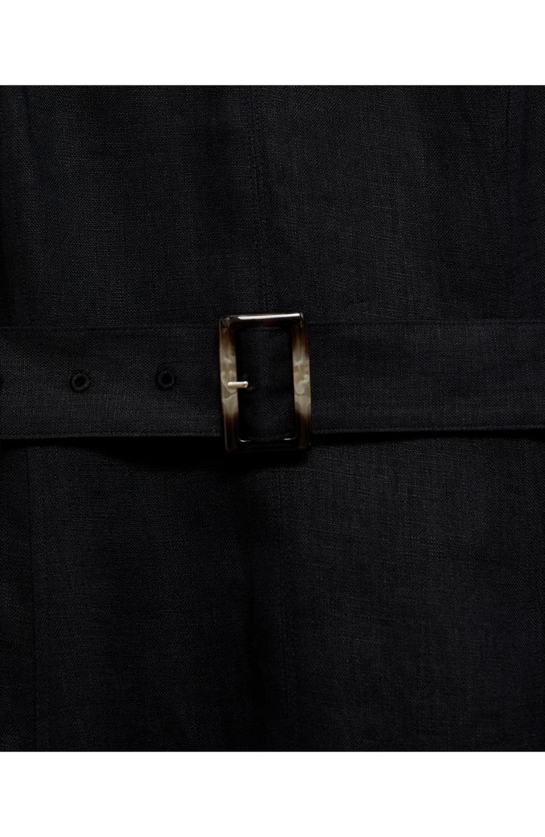 MANGO Belted Linen Dress, Alternate, color, Black
