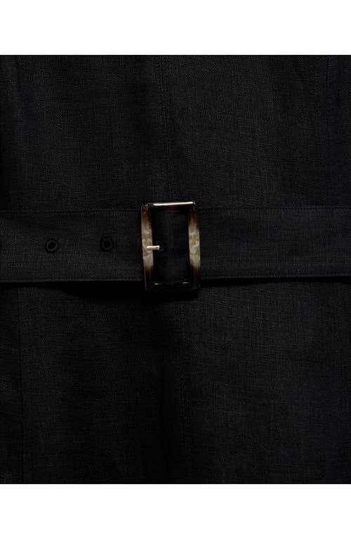 Mango Belted Linen Dress In Black