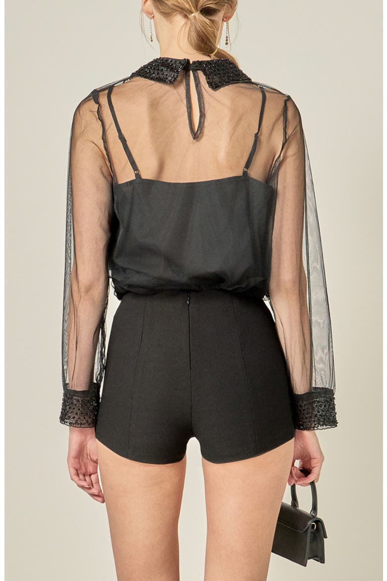 See Through Beaded Top, Alternate, color, BLACK