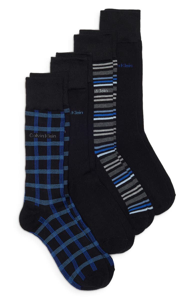 Calvin Klein 4-Pack Assorted Dress Socks, Main, color, Black