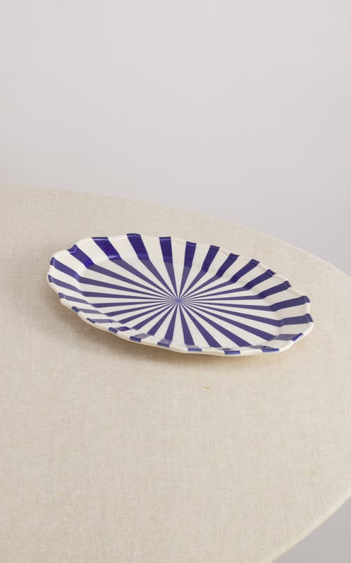 Maison Madison Home Mafalda 15,5'' Oval Platter In Blue/cream
