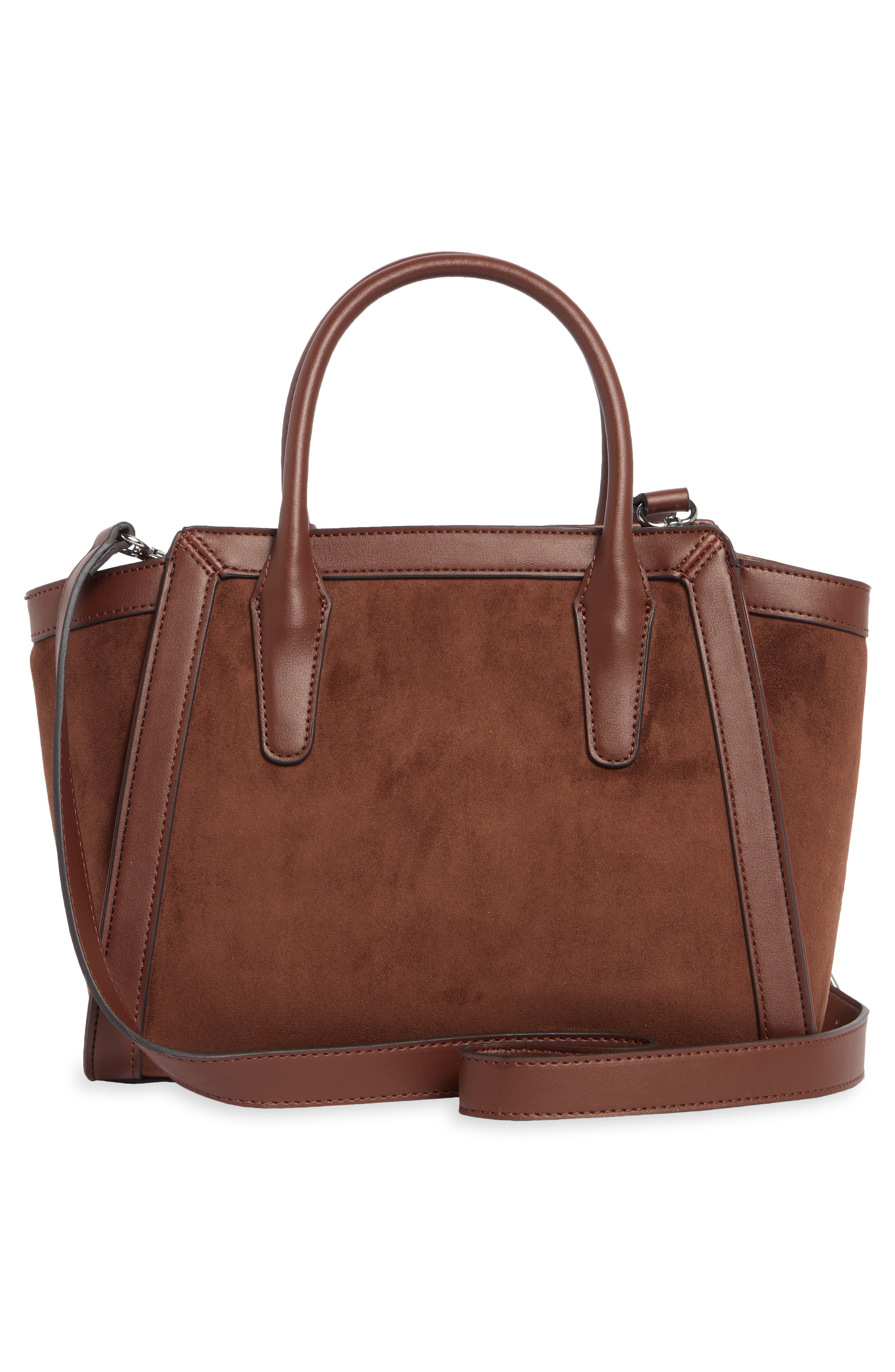 Aziel Faux Suede Satchel, Alternate, color, MAHOGANY