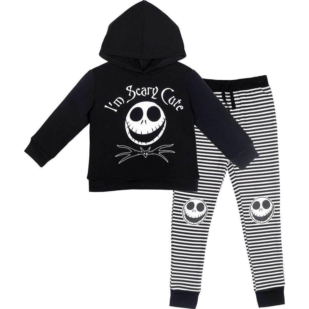Disney Jack Skellington Nightmare Before Christmas Fleece Hoodie & Pants Set In Black