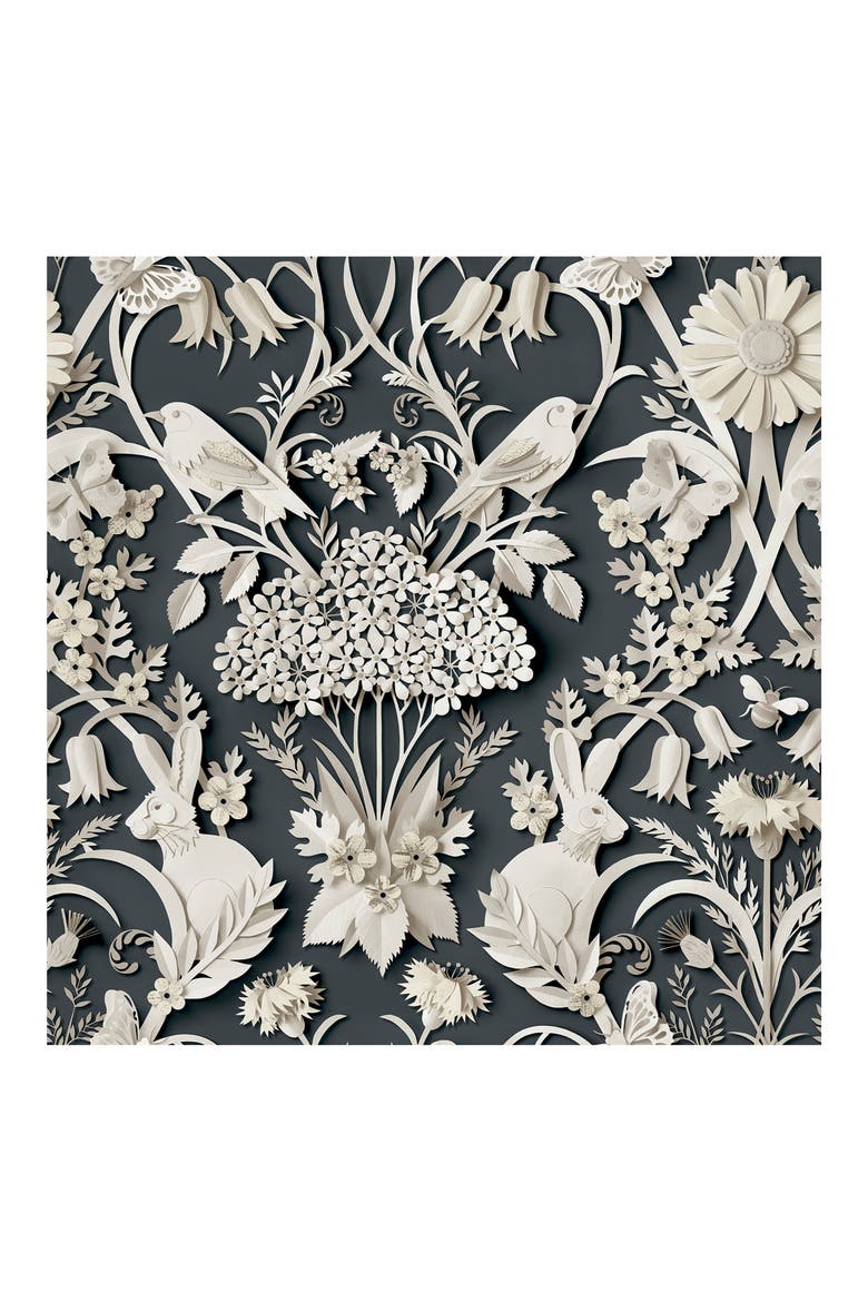 Eloise Floral Wallpaper, Main, color, BLACK