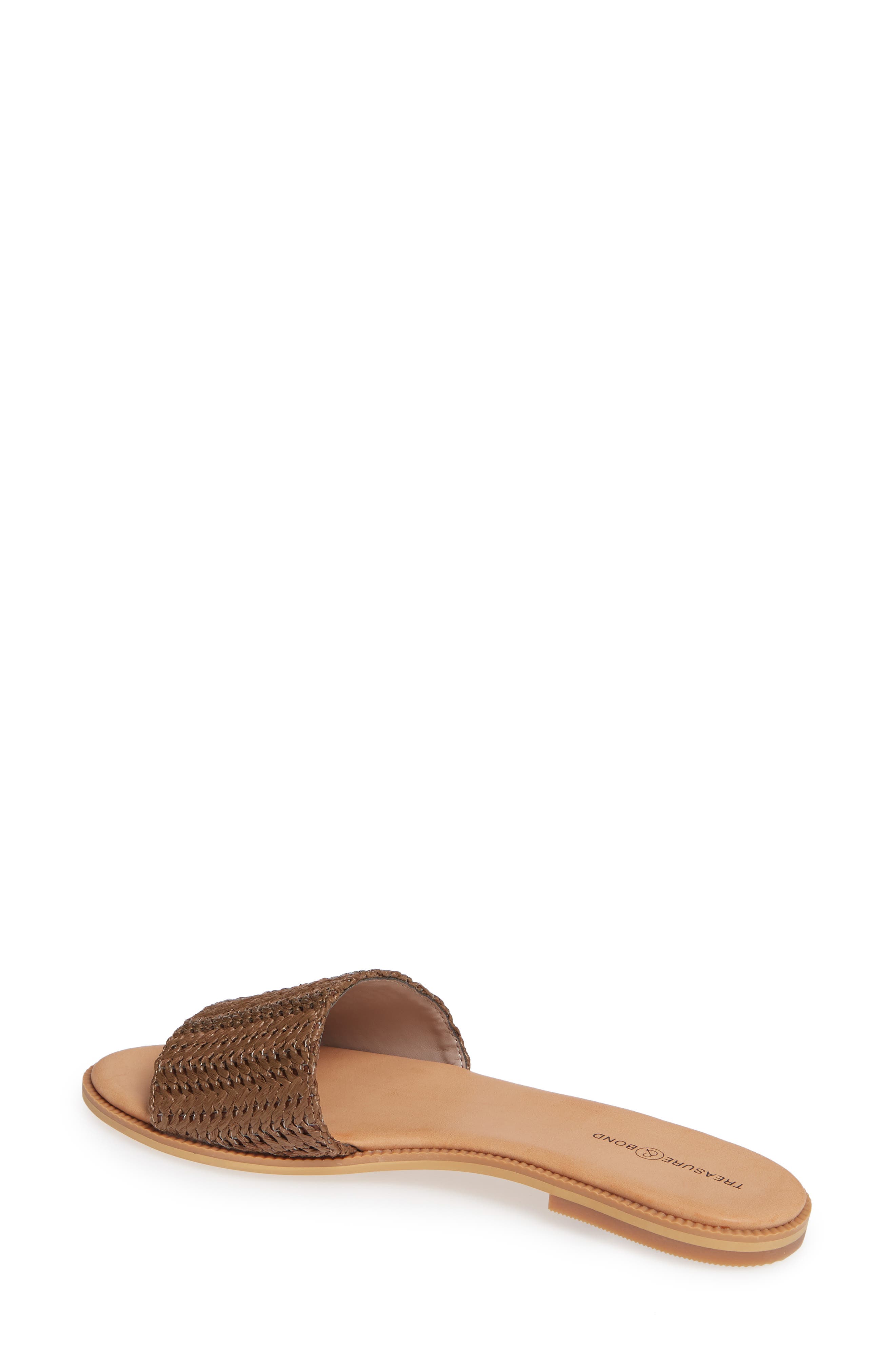 Mere Flat Slide Sandal, Alternate, color, BROWN FAUX RAFFIA