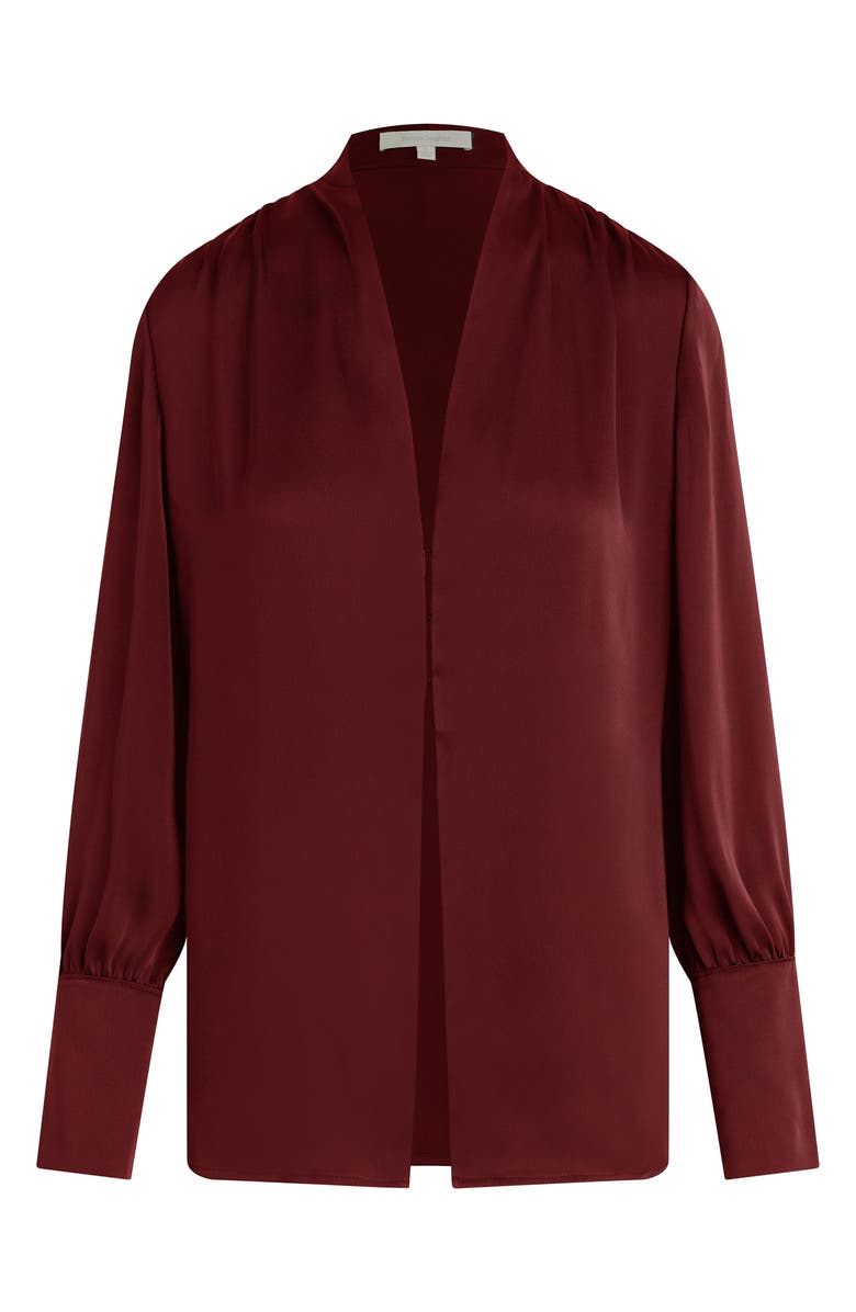Favorite Daughter The Izzy Fluted Sleeve Satin Shirt, Alternate, color, Vino
