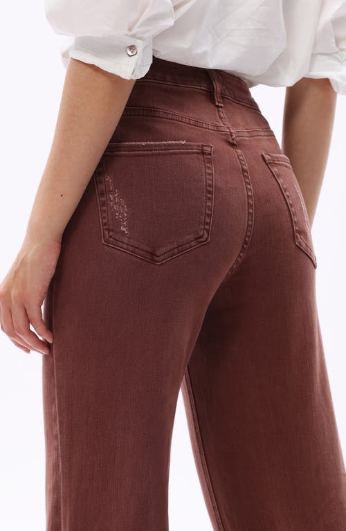 Bayeas High Waist Raw Hem Wide Leg Jeans In Brown