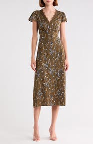 Melrose and Market Lace Trim Satin Midi Dress