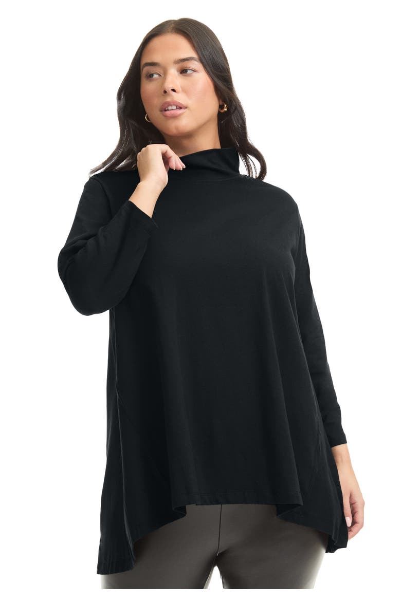 One+Only Mock Neck Tunic, Main, color, BLACK