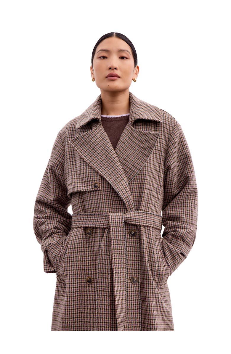 Ro&Zo Multi Check Trench Belted Coat, Alternate, color, Multi