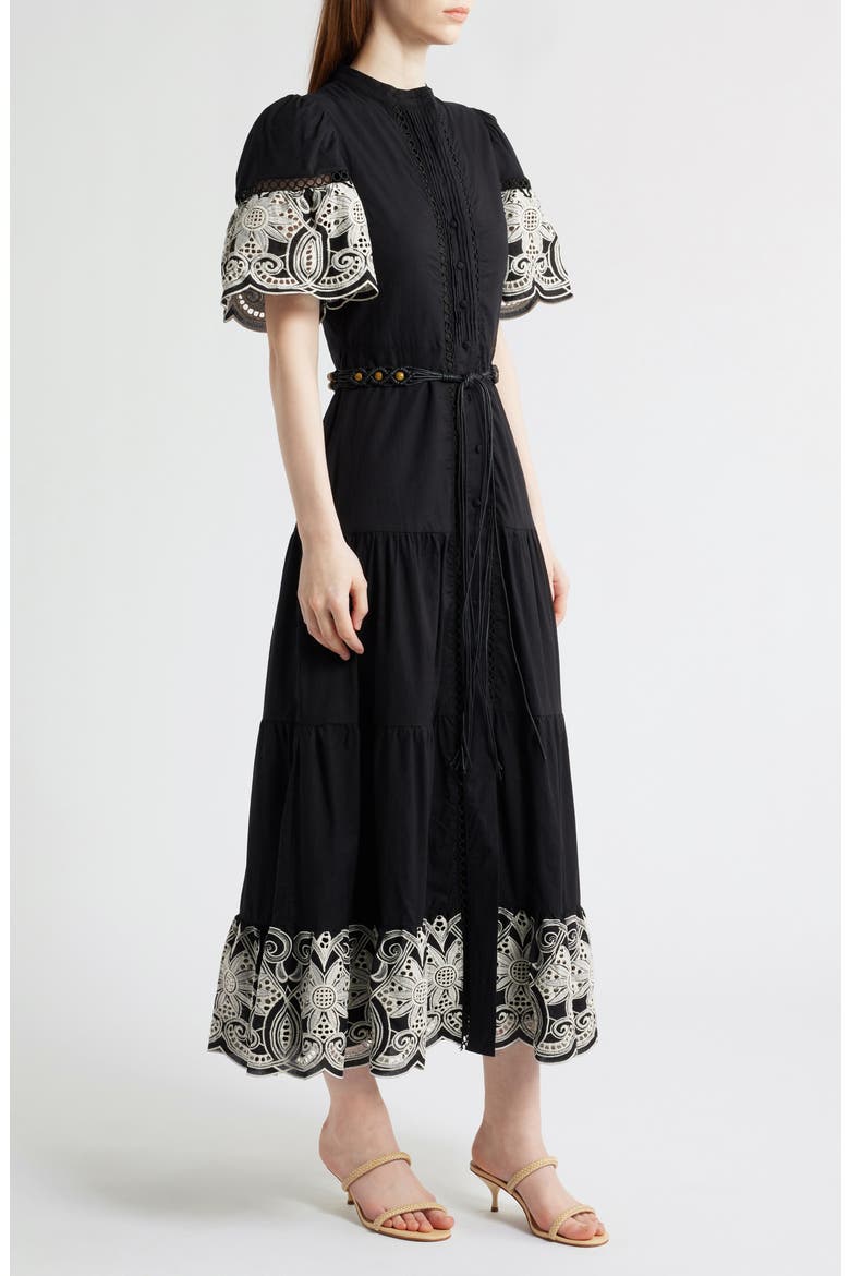 Lace Asymmetric Cocktail Dress, Alternate, color, BLACK