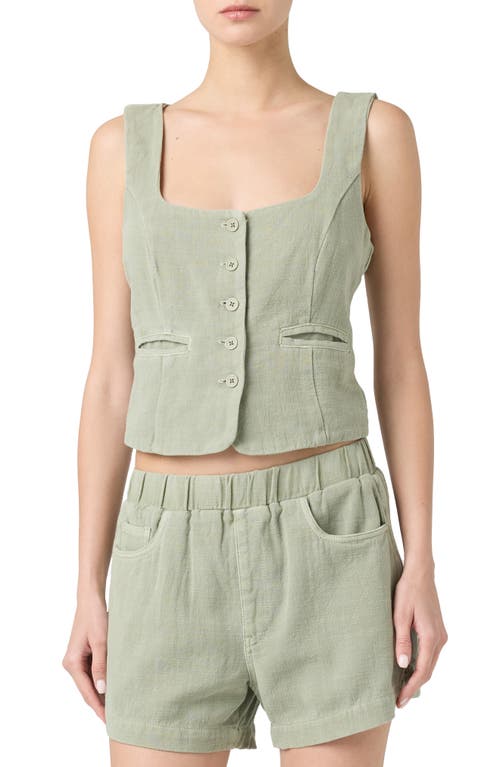 Blanknyc Button Front Vest In Desert Sage